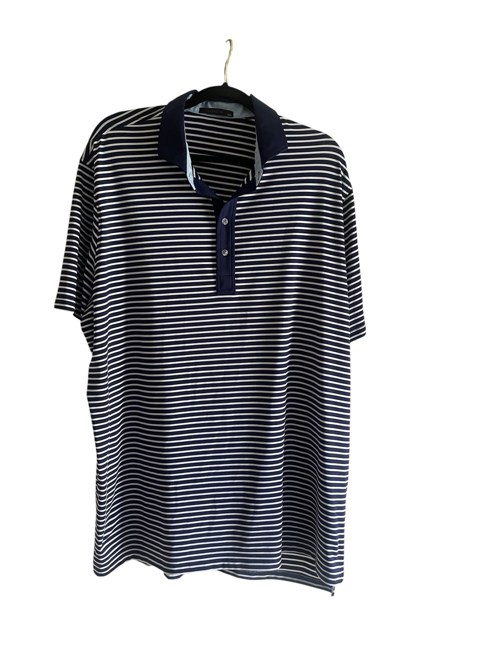 Greyson Aurora Striped Polo Shirt XXL Performance Golf Navy White Luxury